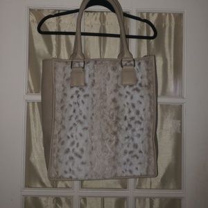 NWOT! Faux fur & faux leather large tote